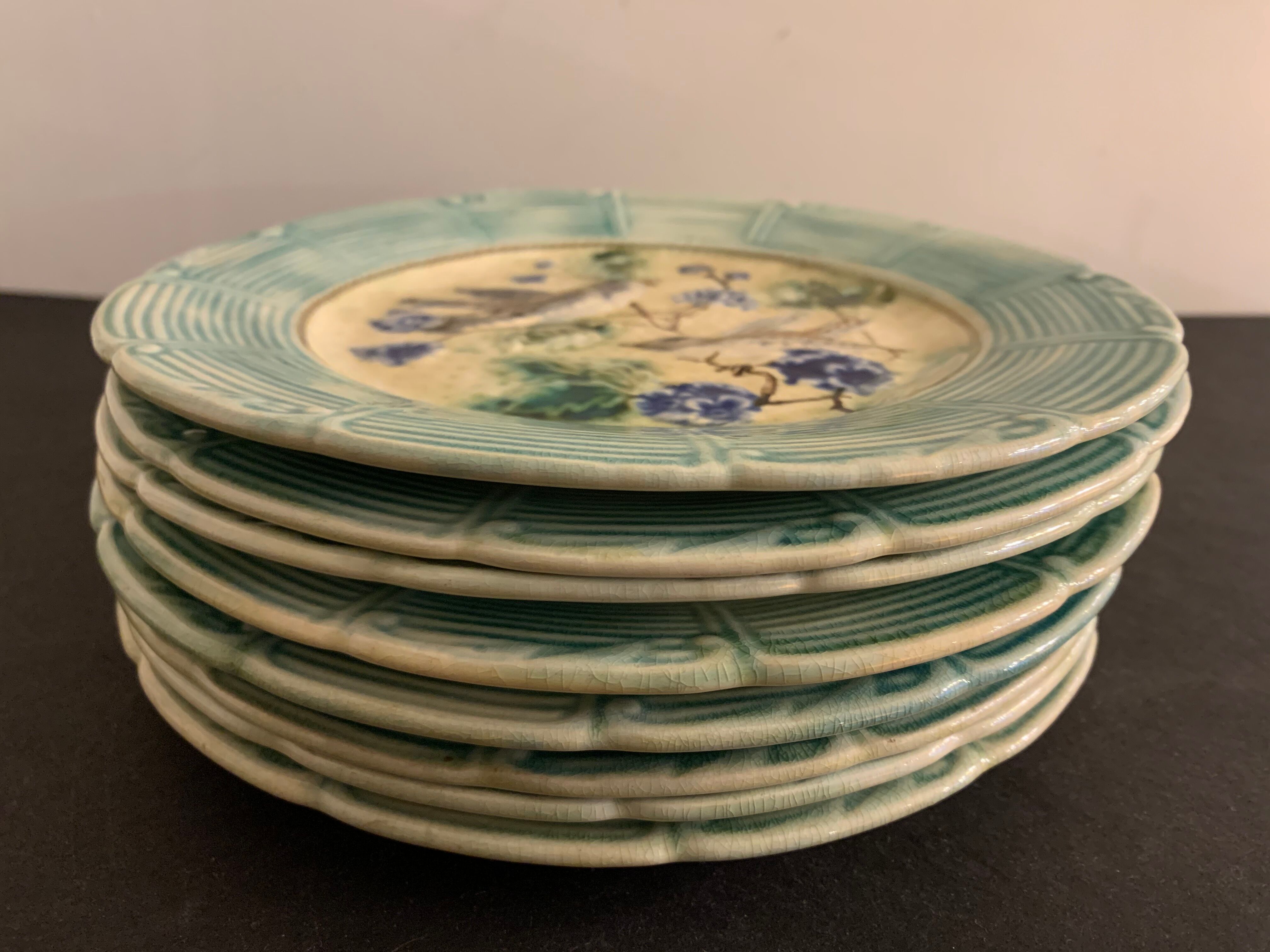 8 dessert plates in late 19th century dabbling