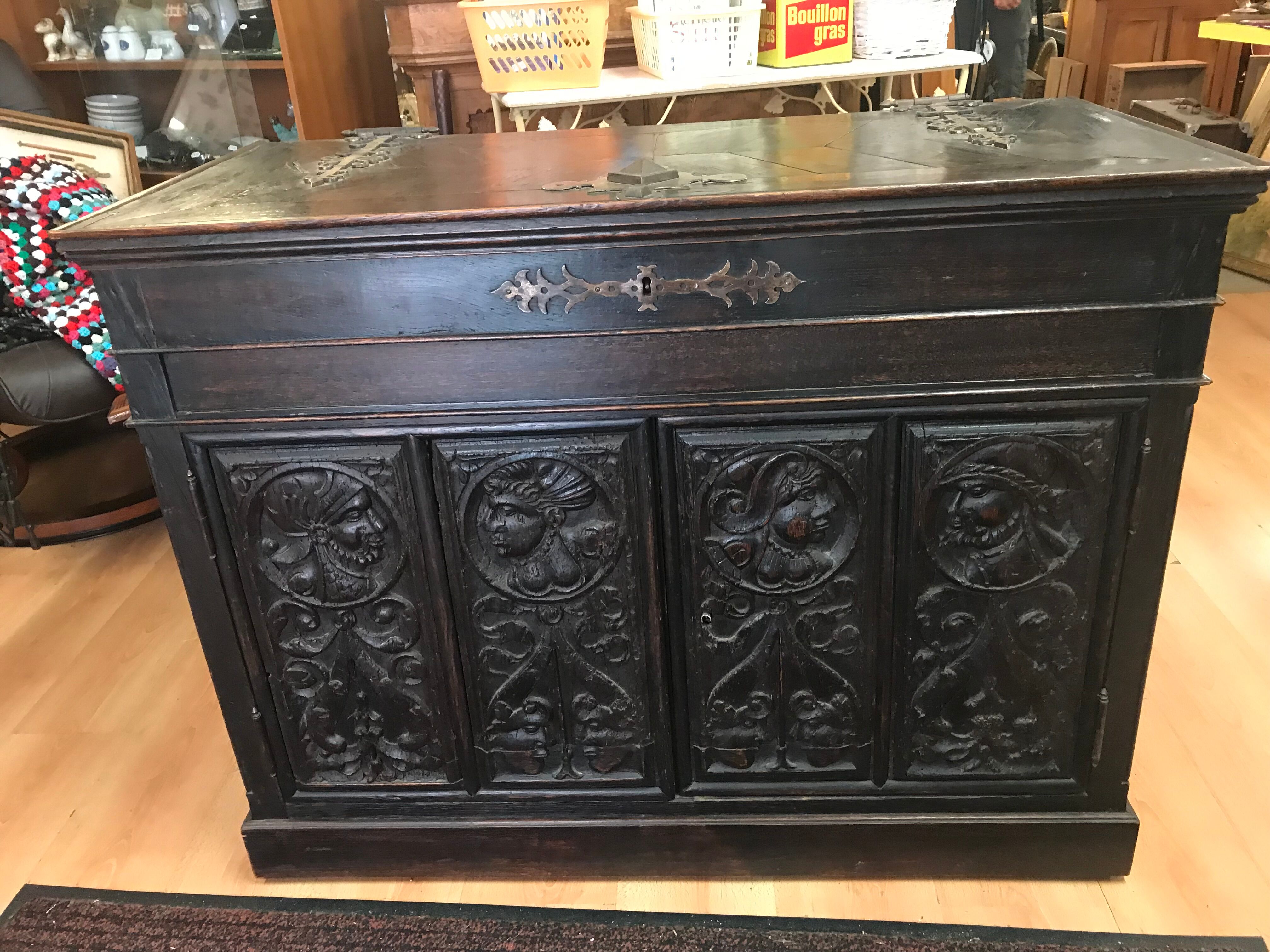 Low gothic style buffet epoque louis xiii
