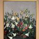 Original  Swedish Oil on Hardboard – “Still Life (Flower Motif)” by L.S.