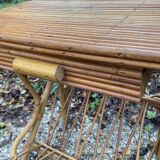 Vintage rattan magazine rack table