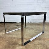 Vintage coffee table slate top and chrome base by Peter Draenert