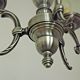 French brushed silver metal 3 light chandelier scroll leaf detail