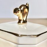 Porcelain jewelry box "golden cat"