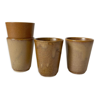 4 vintage Digoin stoneware cups