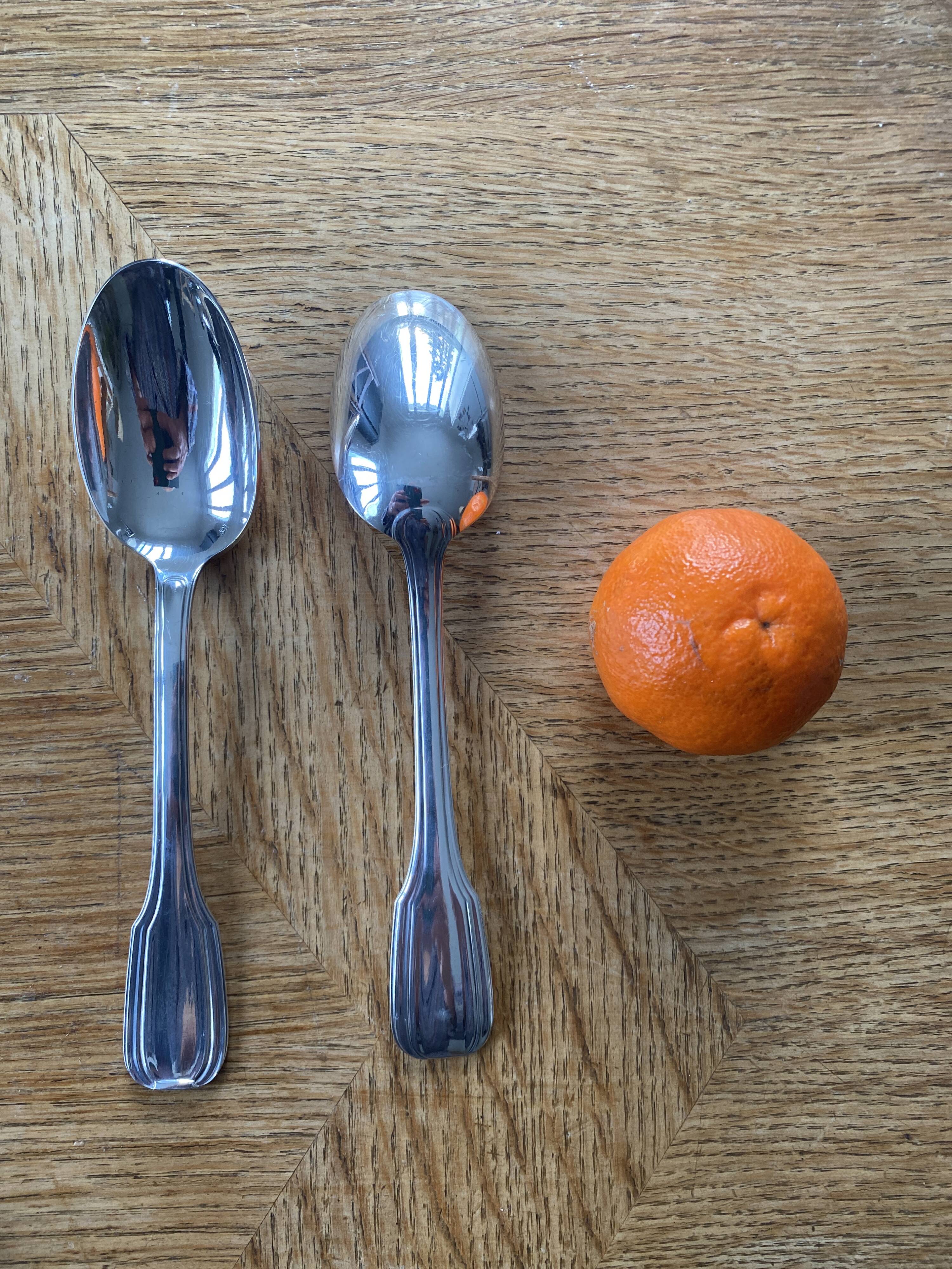 12 large silver plated art deco metal spoons