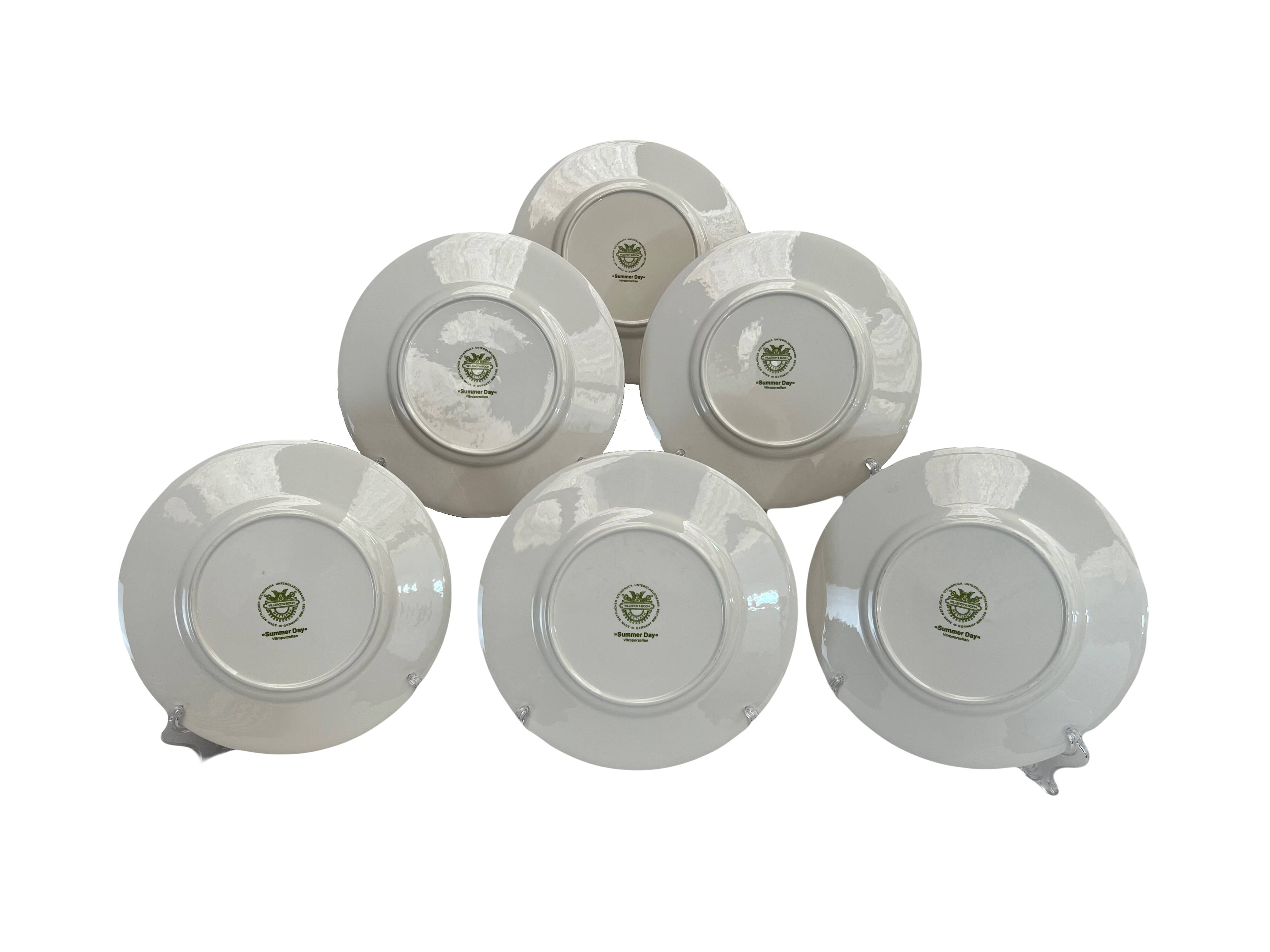 6 assiettes à dessert Villeroy Boch Summerday 21cm