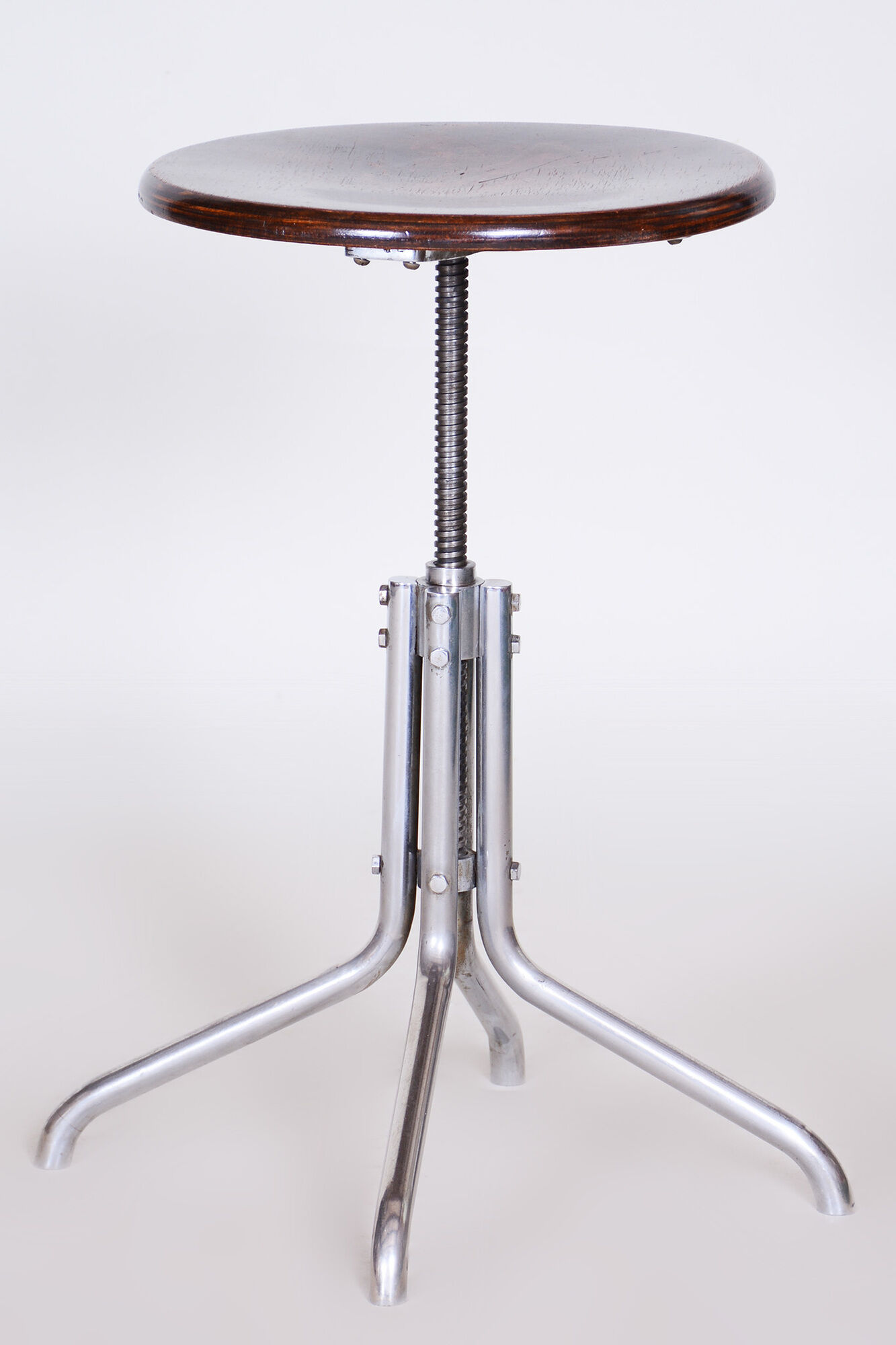 Restored Beech Swivel Piano Stool by Mücke - Melder, Czechia, 1930s