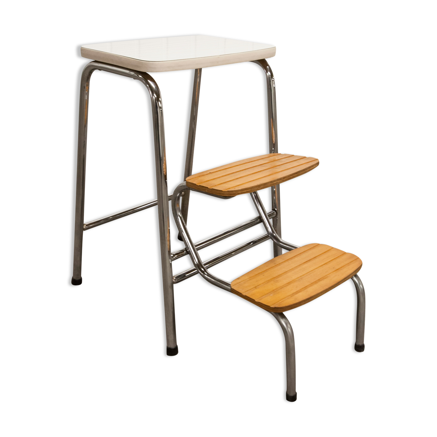 Stepladder stool 3 steps formica 1970