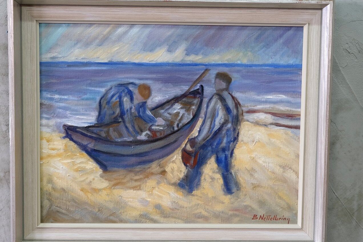 Swedish modern painting, 1970s Börje Nettelbring (1913-1986). oil on canvas. framed.