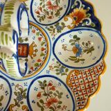 Dish, egg server in hand-painted earthenware, signed Geo Martel