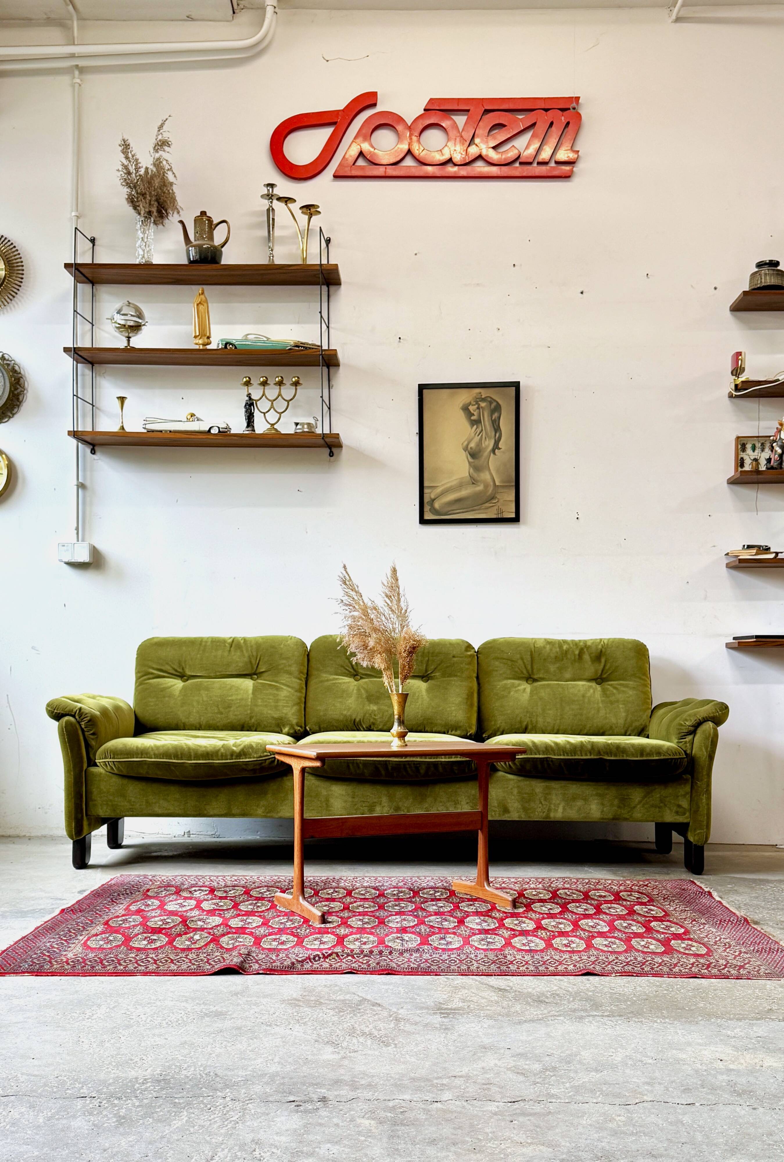 Velvet Sofa, Denmark, 1960s, Mid-C, Vintage