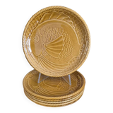 Gien earthenware fish service, 6 plates