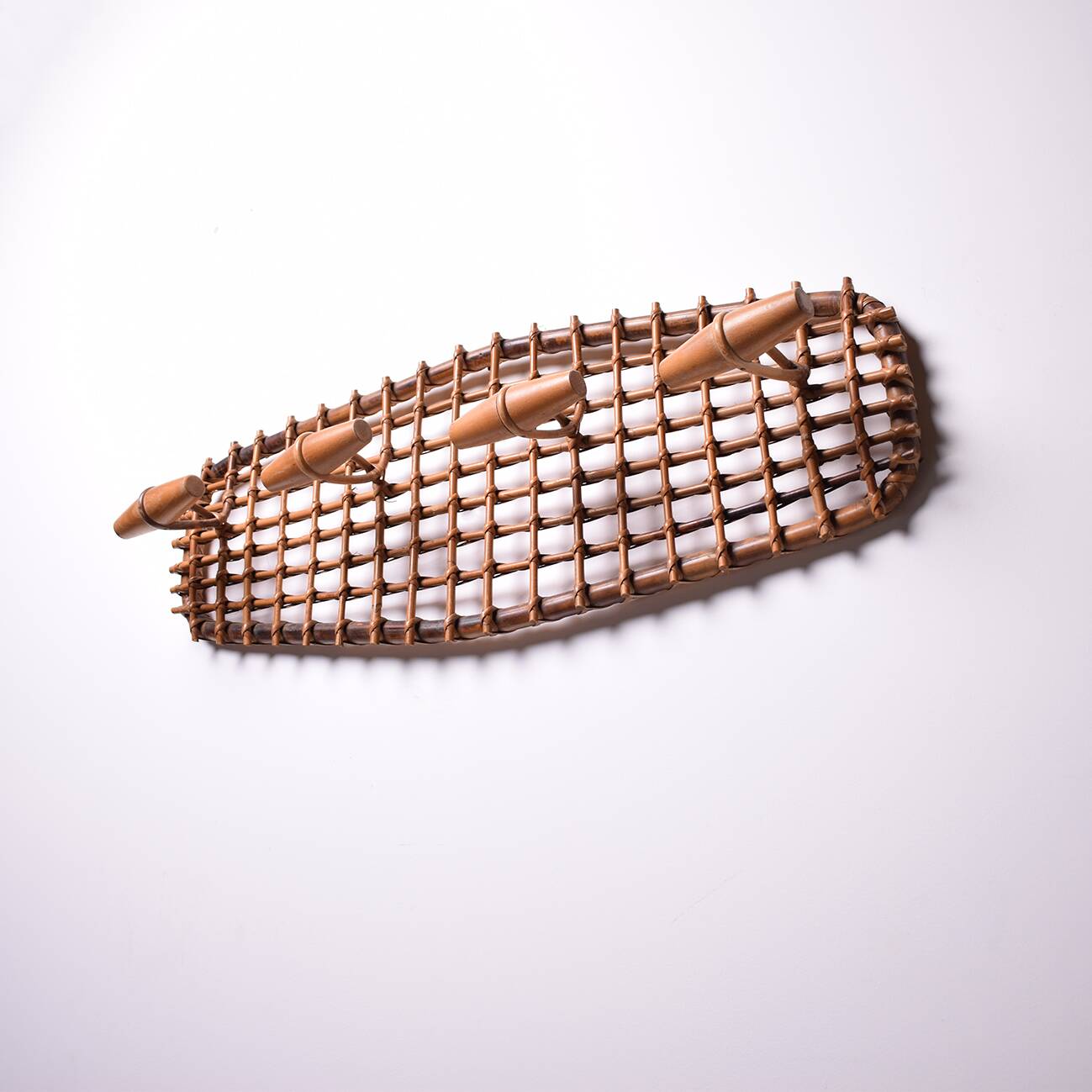 Olaf Von Bohr Bamboo & Rattan Coat Rack Hanger, Italy, 1950s