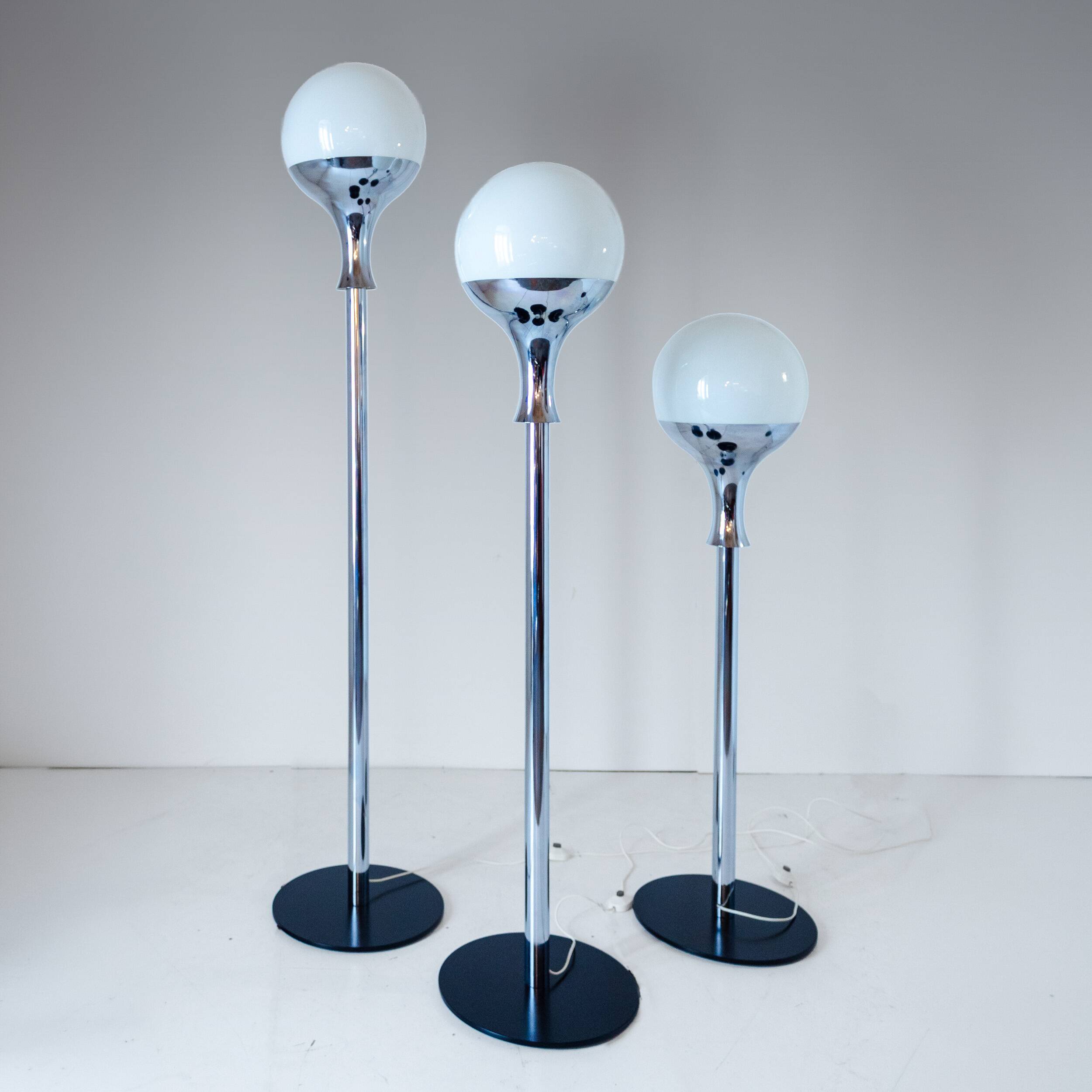 Set of Three Vintage Floor Lamps, Italian Design in the style of Artemide,