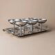 Silver-tone Stainless Steel Vintage Drinking Set for 6 with Tray, 1970s Italian Minimalist Design