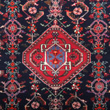 Tapis persan vintage fait à la main tapis traditionnel rouge bleu laine - 117x160cm