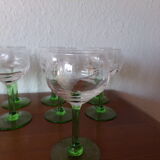 12 glasses liquor in crystal foot green grape pattern