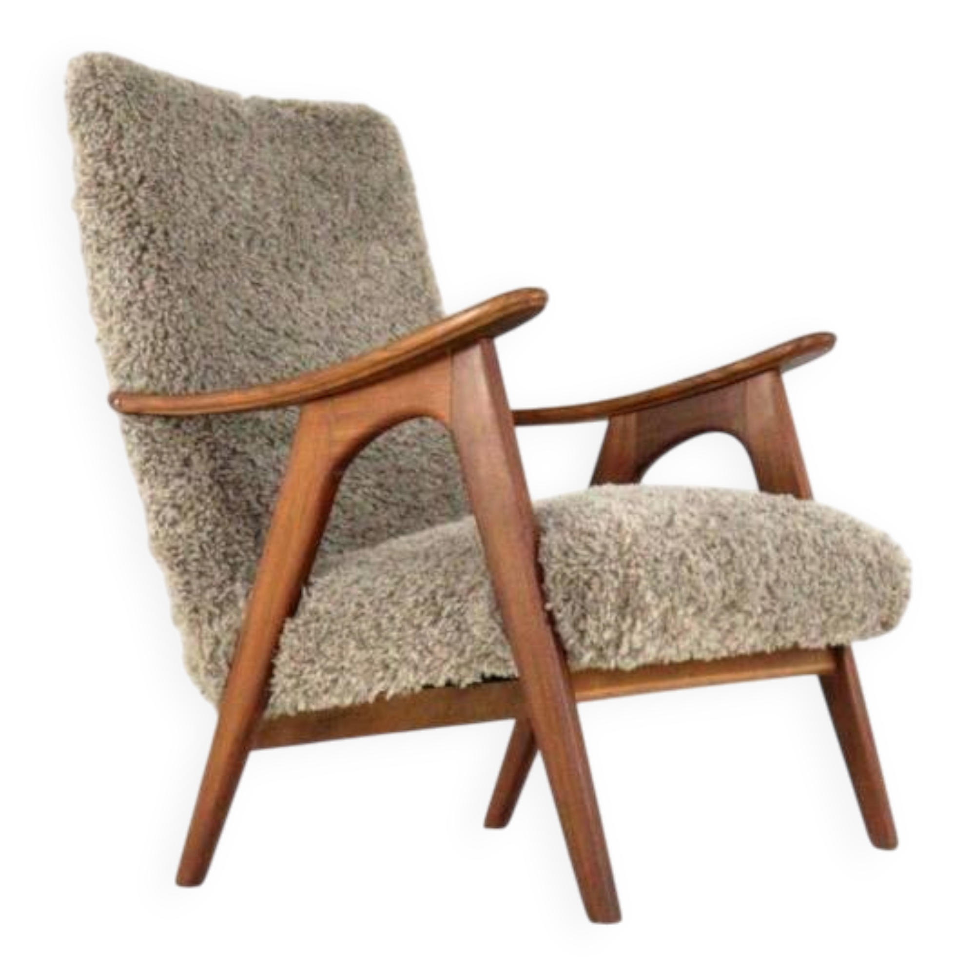 Mid century Armchair brown doodle - fully restored one of a kind piece