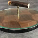 Plateau à fromage vintage rond marqueterie plateau verre tournant 28,5 cm