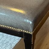 Footstool Hugues Chelalier Leather and Wood