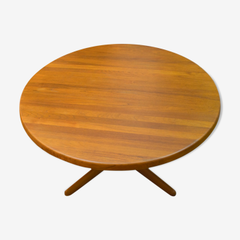 Danish solid teak round coffee table, 1970s