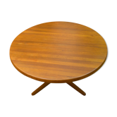 Danish solid teak round coffee table, 1970s