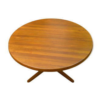 Table basse ronde danoise en teck massif, années 1970