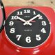 Vintage red bakelite wall clock from prim, 1970s