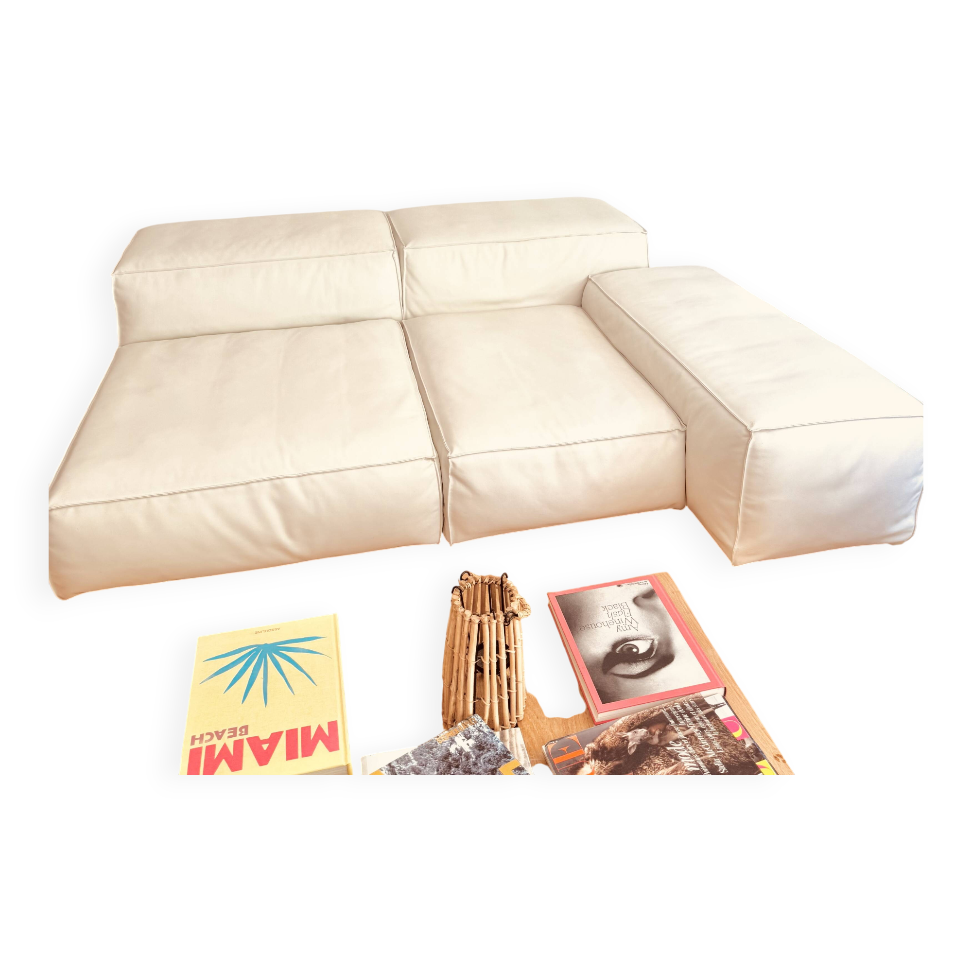 Living Divani Extrasoft sofa in white leather, new condition