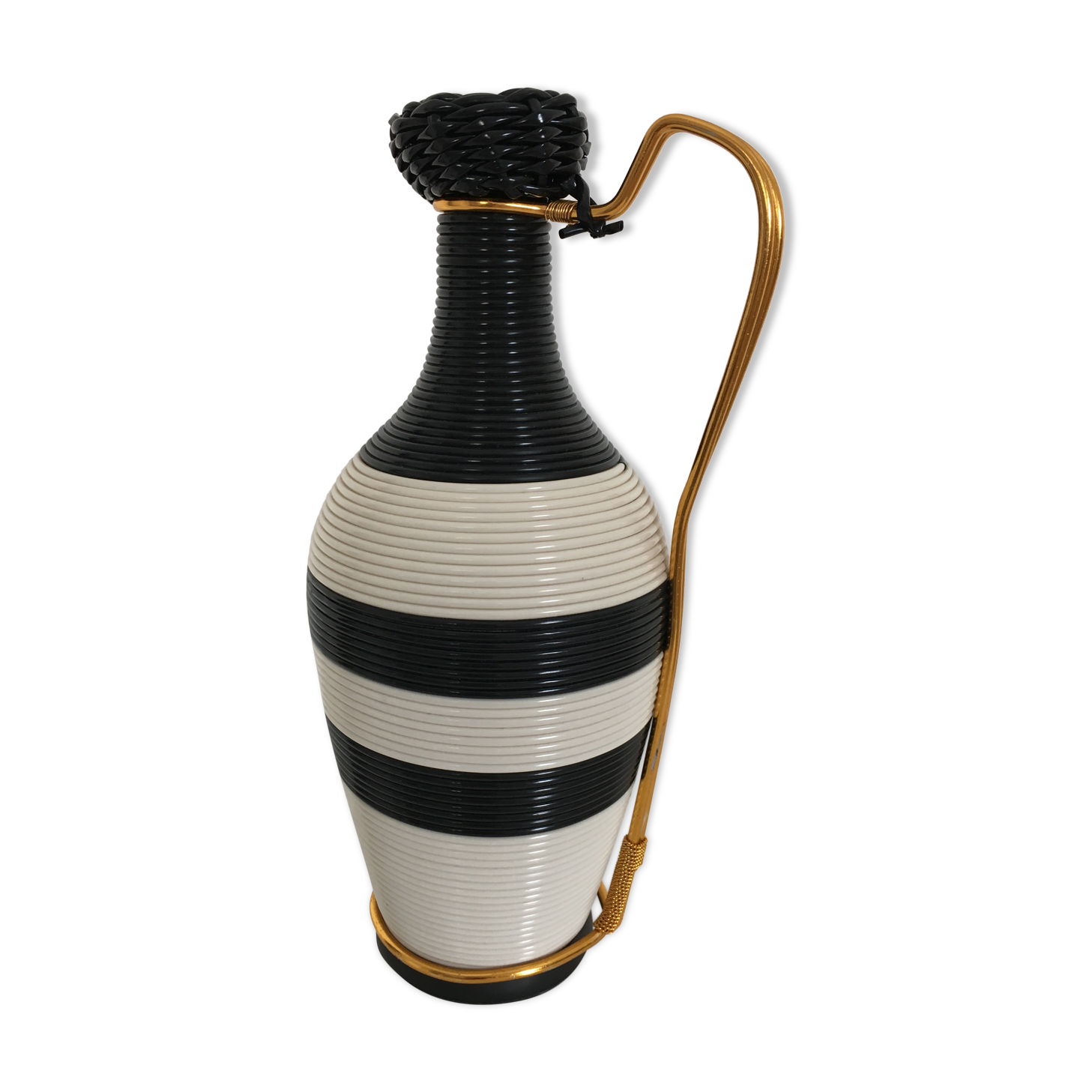 White and black scoubidou bottle