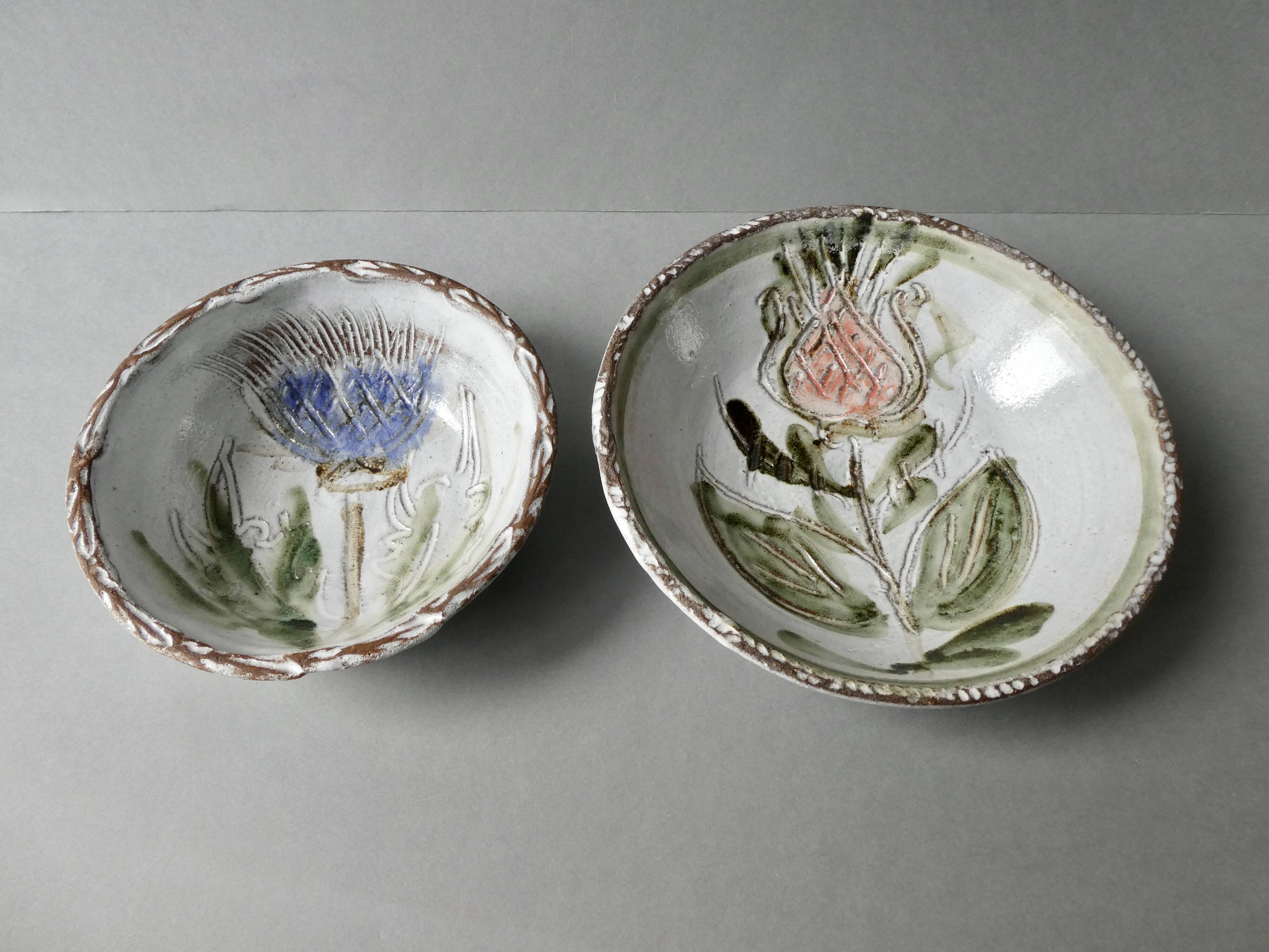 2 ceramic cups signed, Albert Thiry Vallauris