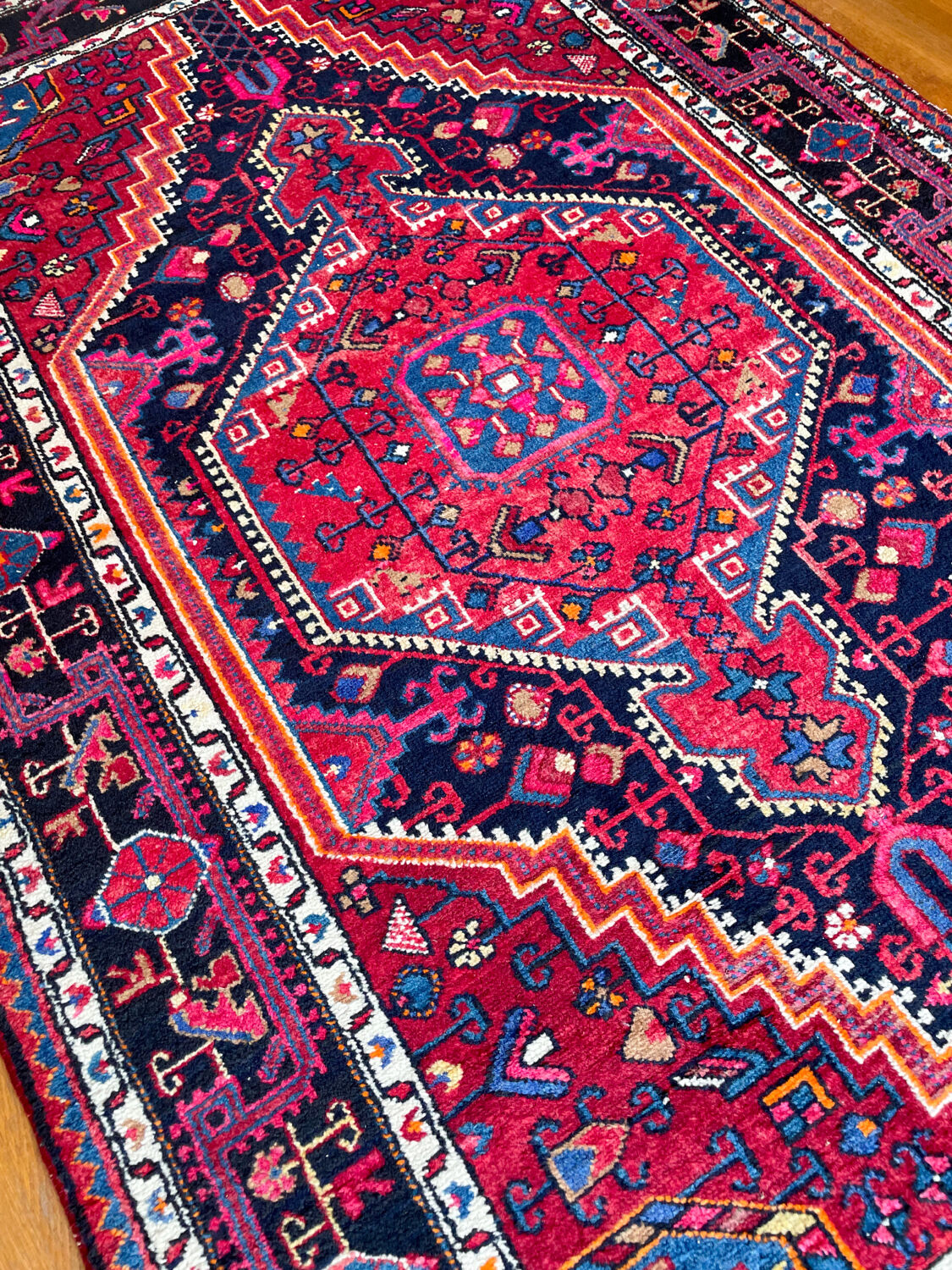 Burgundy Persian rugs pink and midnight blue