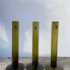 Trio de soliflore en verre vert olive / vases tubes