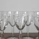 7 white wine glasses in crystal engraved with a vintage frieze