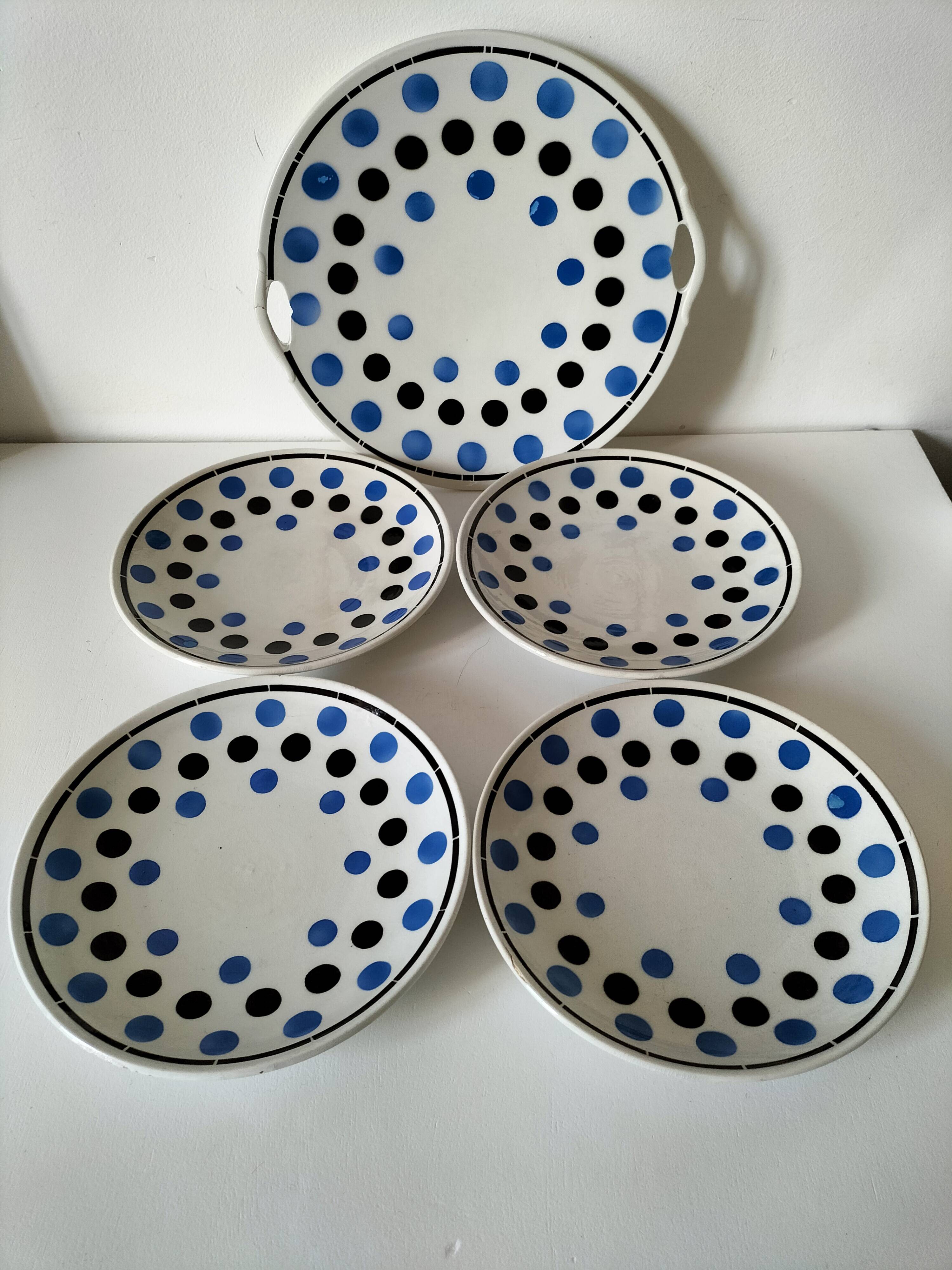 dish and 4 dessert plates K and G Lunéville