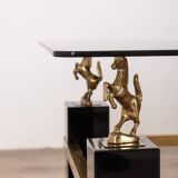 TABLE VINTAGE 70'S EN VERRE ET LAITON DESIGN MAISON CHARLES
