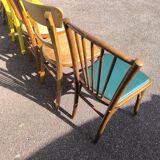 Set of 6 mismatched vintage wooden bistro chairs