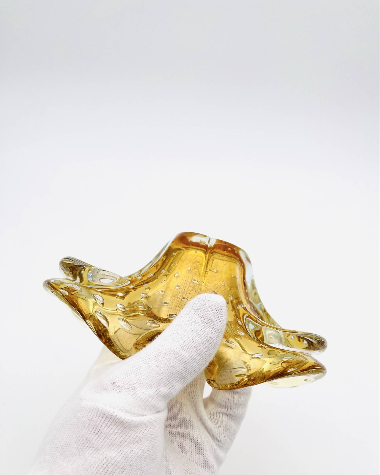 Murano bowl Archimede Seguso Bullicante Sommerso Yellow Gold