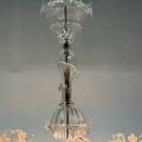 Venetian chandelier in colorless Murano glass with 6 light arms, circa 1930