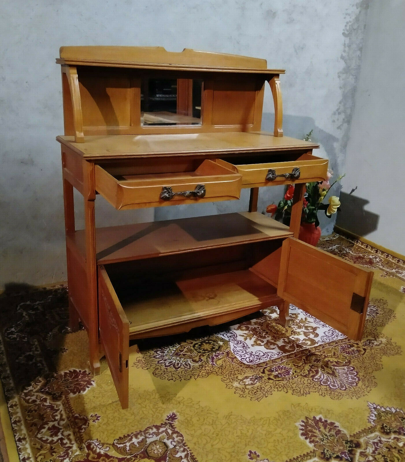 Art Nouveau oak dessert