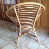 Vintage shell rattan armchair
