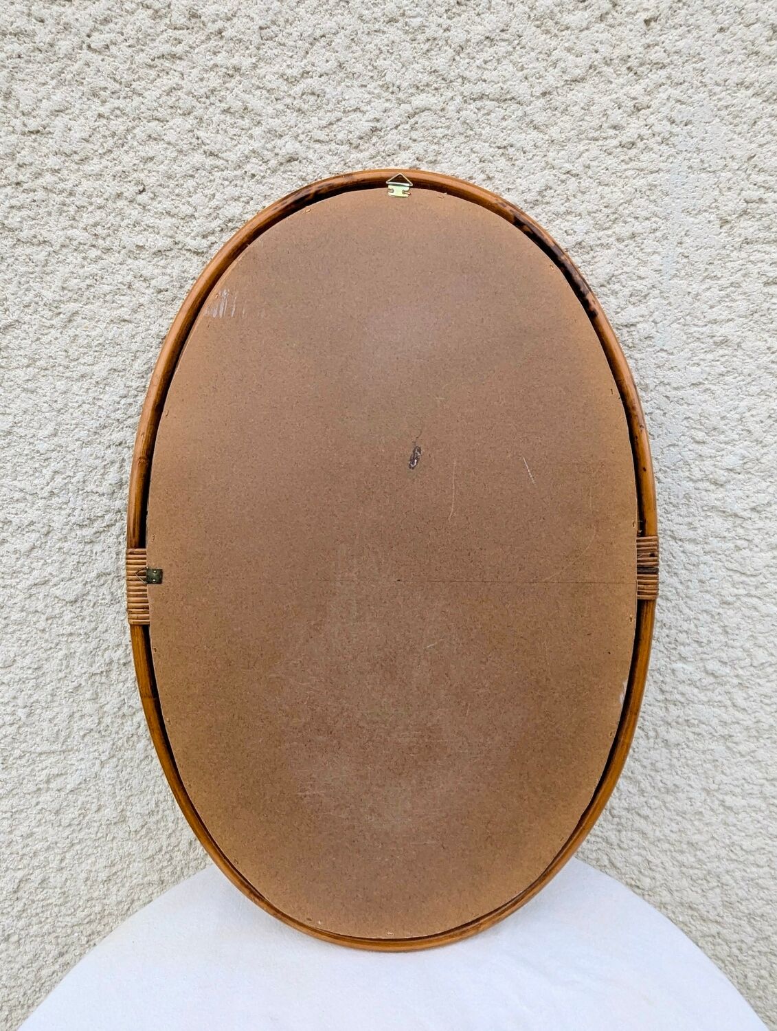 Large bamboo rattan mirror 70 80 Vintage 67 cm x 46 cm Excellent condition