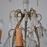 Lustre à pampille de style Louis XV bronze doré 6 feux
