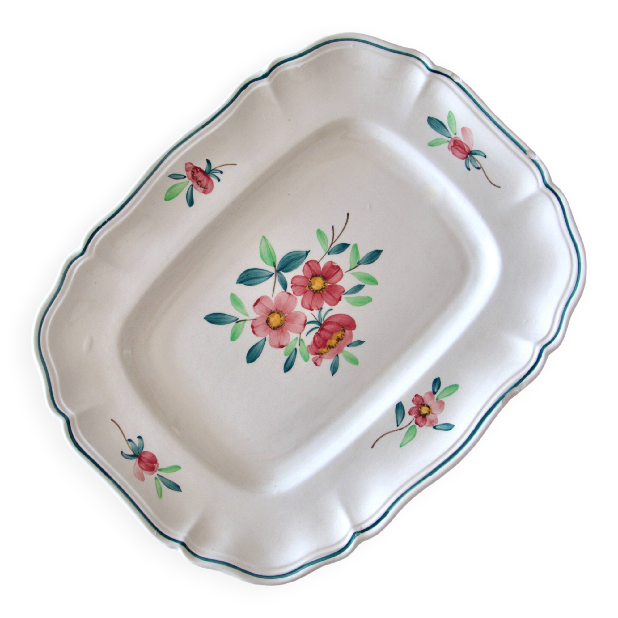 Large old rectangular dish Sarregumines Amazonas hand painted