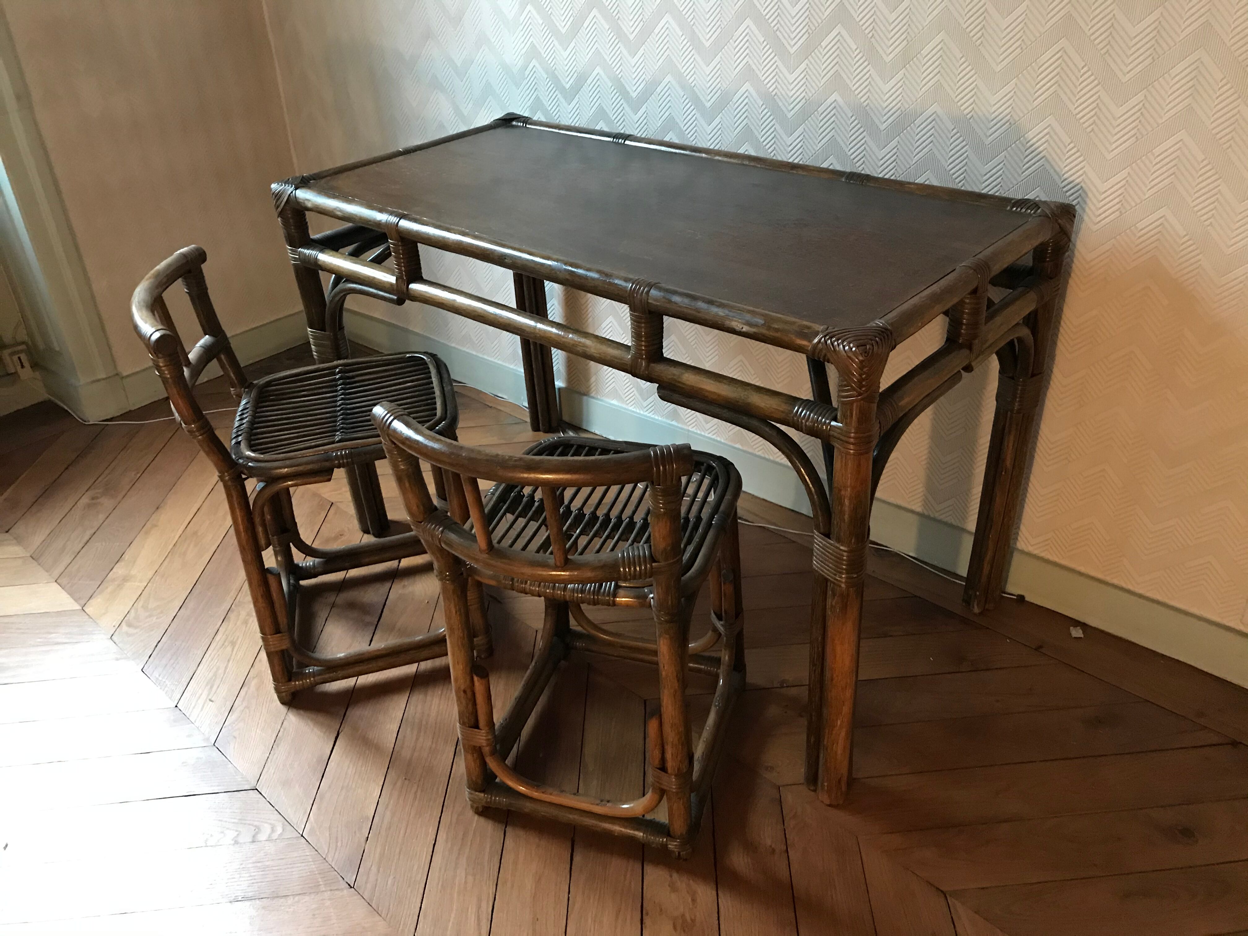 Rattan desk and these chairs