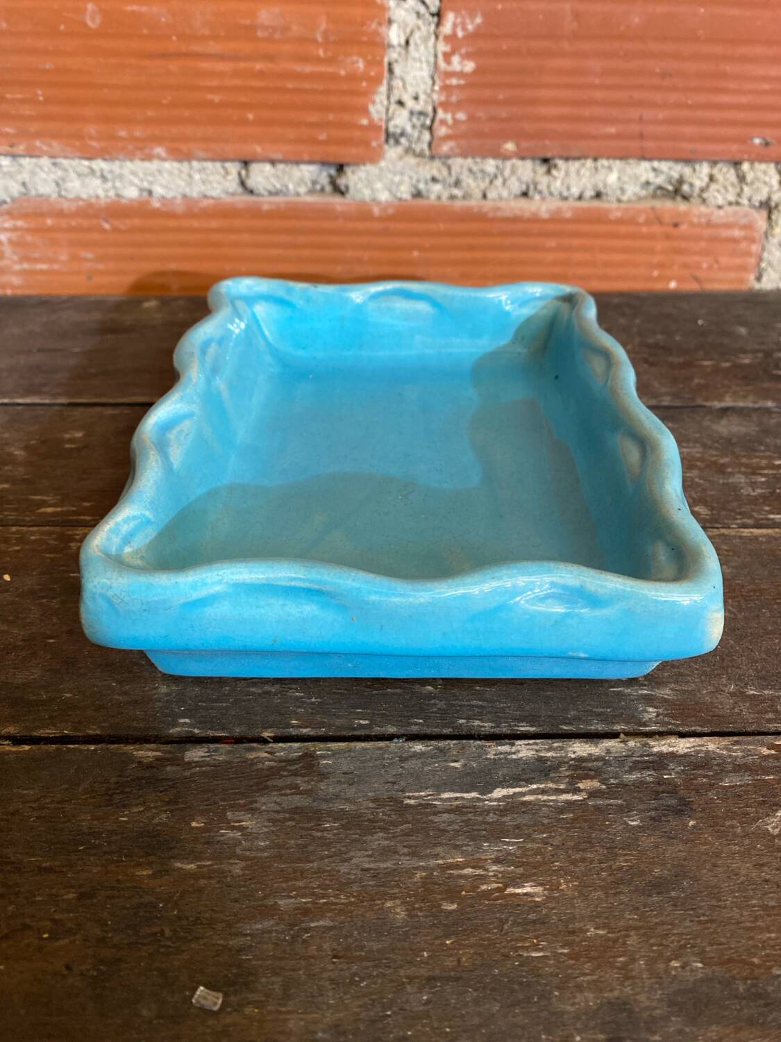 Old Poche D YRONDY Turquoise Blue Ceramic Made In France Wine