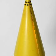 Rare Mid Century Modern cone shaped pendant lamp made of sheet steel in yel