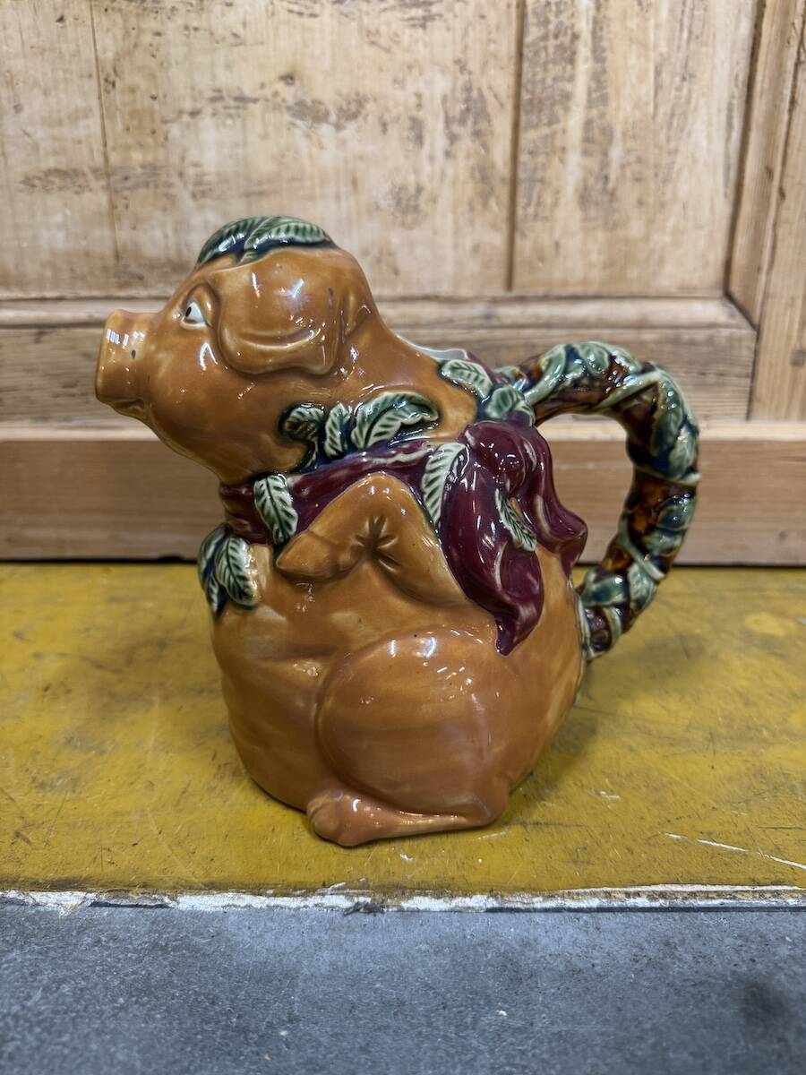 Vintage pig ceramic carafe