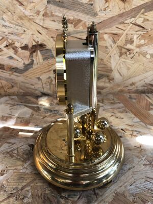 Horloge pendule 400 jours silvoz métal doré avec cloche verre vintage