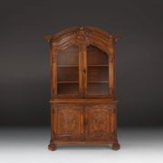 Antique Liège Display Cabinet in Carved Wood, Belgium, 18th Century